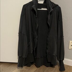 FREE PEOPLE Camden Hoodie Sweatshirt - Washed Black Sz XS